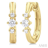 1/4 ctw Three Stone Round Cut Diamond Hoop Earrings in 10K Yellow Gold