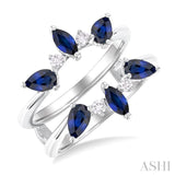 5X2.5MM Marquise and 5X3MM Pear Sapphire and 1/8 ctw Round Cut Diamond Insert Precious Ring in 14K White Gold