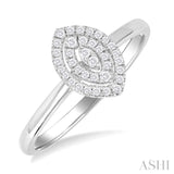 1/6 Ctw Double Halo Marquise Shape Petite Round Cut Diamond Fashion Ring in 10K White Gold