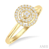 1/6 Ctw Double Halo Round shape Petite Round Cut Diamond Fashion Ring in 10K Yellow Gold