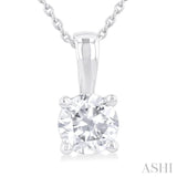 1 ctw Prong Set Round Cut Diamond Solitaire Pendant With Chain in 14K White Gold