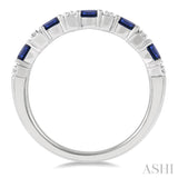 1/6 Ctw Oval Shape 4x3 MM Sapphire and Round Cut Diamond Precious Band in 14K White Gold