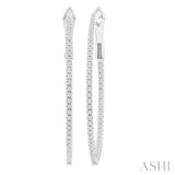 1/2 Ctw Inside & Outside Round Cut Diamond Hoop Earring in 14K White Gold