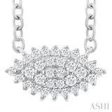 1/6 Ctw Petite East-West Set Marquise Shape Round Cut Diamond Cluster Fashion Pendant With Chain in 10K White Gold