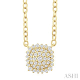 1/6 Ctw Petite Cushion Shape Round Cut Diamond Cluster Fashion Pendant With Chain in 10K Yellow Gold