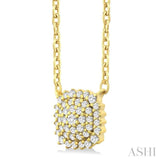 1/6 Ctw Petite Cushion Shape Round Cut Diamond Cluster Fashion Pendant With Chain in 10K Yellow Gold