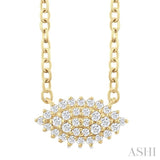 1/6 Ctw Petite East-West Set Marquise Shape Round Cut Diamond Cluster Fashion Pendant With Chain in 10K Yellow Gold