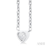 1/6 Ctw Petite Bezel Set Heart Shape Diamond Fashion Pendant With Chain in 10K White Gold