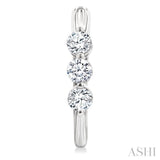 1 Ctw 3-Stone Round Cut Diamond Fashion Hoop Earring in 14K White Gold