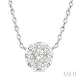1/10 Ctw Lovebright Petite Round Shape Round Cut Diamond Fashion Pendant With Chain in 10K White Gold