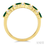 3 MM Emerald and 1/3 Ctw Round Cut Diamond Precious Band in 14K Yellow Gold