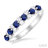 1/3 ctw Round Cut 2.7MM Sapphire and Diamond Precious Band in 14K White Gold