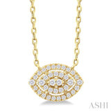 1/6 Ctw Double Halo Marquise Shape Petite Round Cut Diamond Fashion Pendant With Chain in 10K Yellow Gold