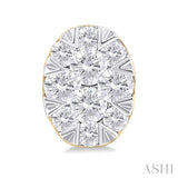 1/6 Ctw Lovebright Petite Oval Shape Round Cut Diamond Fashion Stud Earring in 10K Yellow Gold