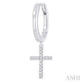 1/10 ctw Petite Cross Round Cut Diamond Fashion Huggies in 10K White Gold