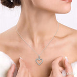 1/10 ctw Round Cut Diamond Heart Shape Pendant in 10K White Gold with Chain