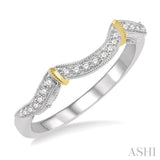 1/8 ctw Curvy Shape Yellow Gold Accent Diamond Wedding Band in 14K White and Yellow Gold