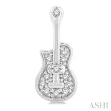 1/10 ctw Petite Guitar Round Cut Diamond Fashion Stud Earring in 10K White Gold