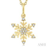 1/10 ctw Petite Snowflake Round Cut Diamond Fashion Pendant With Chain in 10K Yellow Gold