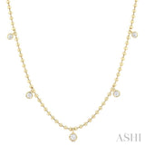 3/4 ctw Bezel Set Round Cut Diamond Ball Bead Chain Station Necklace in 14K Yellow Gold