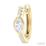 1/3 ctw Marquise Centerpiece and Round Cut Diamond Fashion Huggie Earrings in 14K Yellow Gold