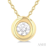 1/3 ctw Bubble Bezel Set Round Cut Diamond Fashion Pendant With Chain in 14K Yellow Gold