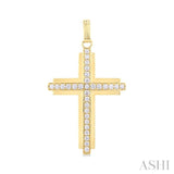 2.00 ctw Round Cut Diamond Cross Pendant in 14K Yellow Gold