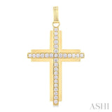 2.00 ctw Round Cut Diamond Cross Pendant in 14K Yellow Gold