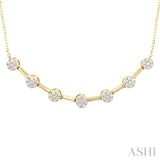 1/3 ctw Smile Bar Circular Motif Round Cut Diamond Fashion Necklace in 10K Yellow Gold