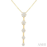 1/2 ctw Vertical Bar Graduated Circular Motif Round Cut Diamond Fashion Necklace in 10K Yellow Gold