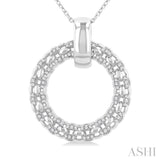 1/3 ctw Bold Triple Link Weave Circle Round Cut Diamond Fashion Pendant With Chain in 14K White Gold