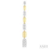 1/2 ctw Two-Toned Puffed Rectangular Link Round Cut Diamond Fashion Long Earring in 14K Yellow and White Gold