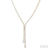 6 1/2 ctw Y-Split Round Cut Diamond Lariat Necklace in 14K Yellow Gold