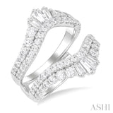 2 Ctw Baguette and Round Cut Diamond Insert Ring in 14K White Gold
