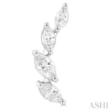 1/2 ctw Marquise Cut Diamond Leaf Vine Fashion Stud Earrings in 14K White Gold