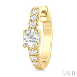 3/8 Ctw Round Shape Round Cut Diamond Fashion Huggie Petite Earrings in 14K Yellow Gold