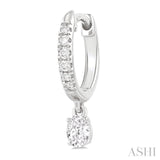 3/8 Ctw Oval Shape and Round Cut Diamond Fashion Huggie Petite Earrings in 14K White Gold