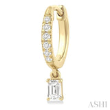 3/8 Ctw Octagon Shape and Round Cut Diamond Fashion Huggie Petite Earrings in 14K Yellow Gold