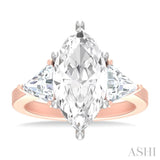 1 Ctw Marquise Shape Trillion and Round Cut Diamond Semi Mount Engagement Ring in 14K Rose and White Gold