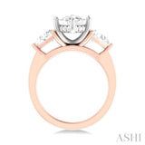 1 Ctw Marquise Shape Trillion and Round Cut Diamond Semi Mount Engagement Ring in 14K Rose and White Gold