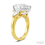 1 1/10 Ctw Pear Shape Trillion Cut & Round Cut Diamond Semi-Mount Engagement Ring in 14K Yellow and White Gold