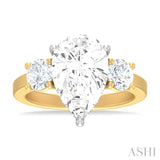 1 Ctw Tri-Mount Pear Shape Round Cut Diamond Semi Mount Engagement Ring in 14K yellow and White Gold