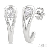 1/3 Ctw Pear Cut Diamond Half Hoop Fashion Earrings in 14K White Gold
