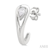 1/3 Ctw Pear Cut Diamond Half Hoop Fashion Earrings in 14K White Gold