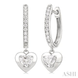 1/2 Ctw Heart Shape Dome Round Cut Diamond Fashion Huggie Earrings in 14K White Gold