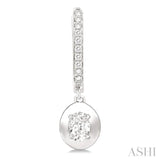 1/2 Ctw Oval Shape Dome Round Cut Diamond Fashion Huggie Earrings in 14K White Gold