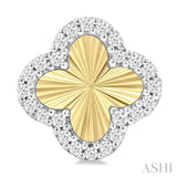1/5 ctw Fluted Texture 4-Leaf Clover Round Cut Diamond Fashion Stud Earring in 10K Yellow and White Gold