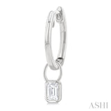 1/3 Ctw Bezel Set Emerald Cut Diamond Huggie Earrings in 14K White Gold