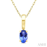 5X3 MM Oval Shape Tanzanite Precious Solitaire Pendant With Chain in 14K Yellow Gold