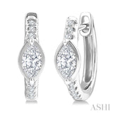 1/3 Ctw Marquise Centerpiece and Round Cut Diamond Fashion Huggie Earrings in 14K White Gold